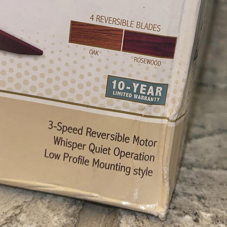 Turn Of The Century 42" Low Profile Oak/Rosewood Ceiling Fan + Opal Light Kit - Image 3 of 4