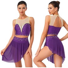 Womens Outfits Skirt Dancewear Jazz Dress Competition Sleeveless Dance Lyrical