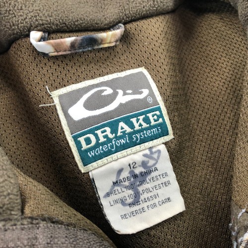 Drake Waterfowl Jacket Boys 12 Camouflage Full Zip Magnattach Shadow Grass - Picture 10 of 13