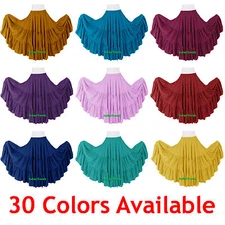 100% Cotton 5 Yard 3 Tiered Gypsy Skirt Belly Dance Flamenco Soft Jupe Tribal