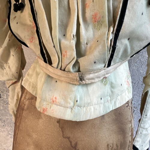 Antique Victorian Watercolor Floral Print Wool Bodice 2PCE Dress Blouse Vintage - Picture 10 of 24