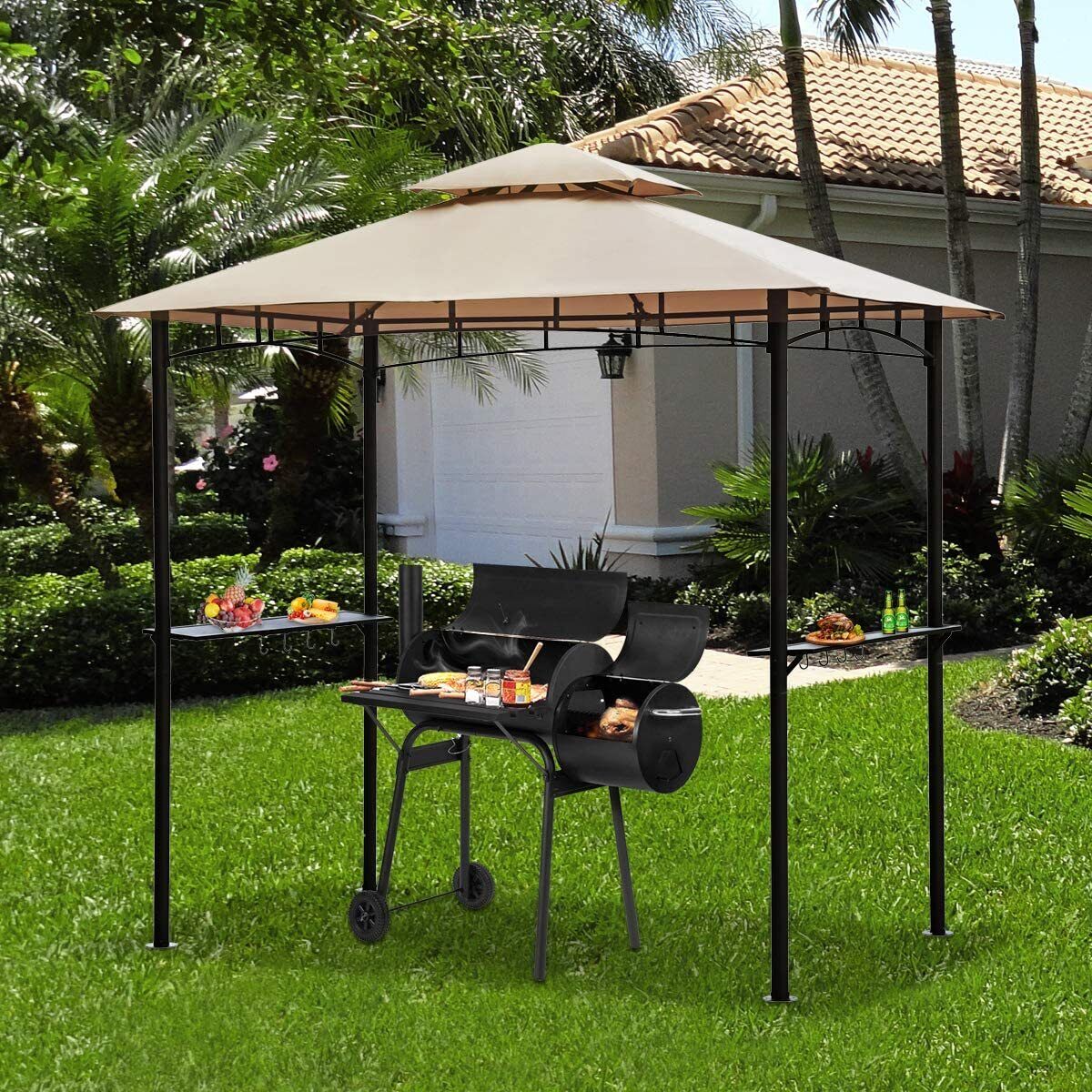 Sekey Pavillon Wasserdicht 245x150 cm Grillpavillon BBQ Gartenzelt UV-Schutz 50