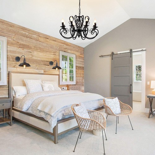 Iron Chandelier Industrial Vintage Pendant Light Fixture for Dining Room Bedroom - Picture 15 of 24