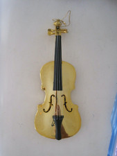 Violin Gold Tone Christmas Ornament