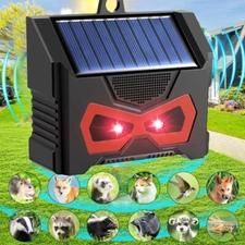 Solar Animal Repeller 360° Ultrasonic Sound Pest Repellent Light Burst Deterrent