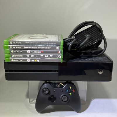 Microsoft Xbox One Model 1540 Black Console Lot Bundle W/5 Games & Cables #ML11