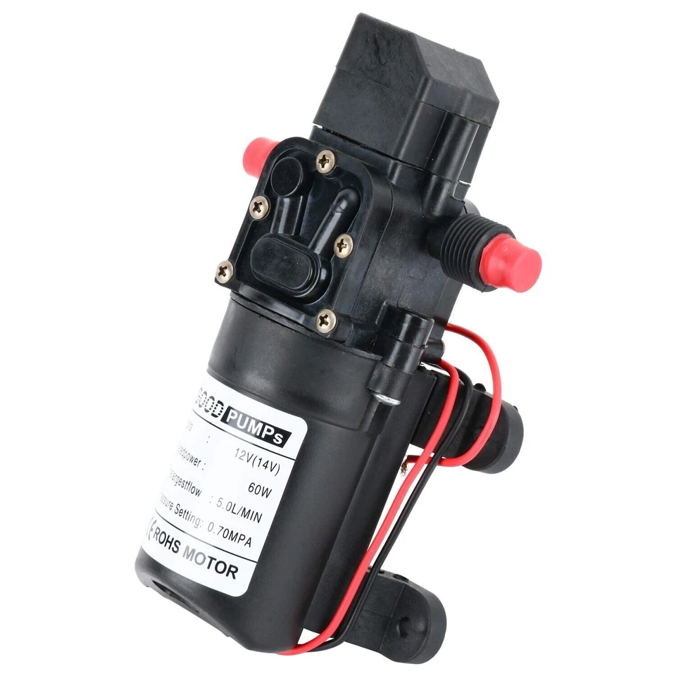 Bomba pulverizadora de presión de agua autocebante de 12 V 1,3 GPM 60 W Foto 3 de 4