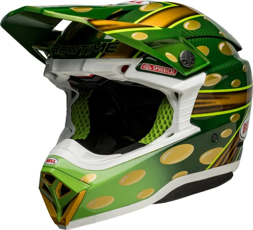 2023 CASCO BELL MOTO 10 CON ORUGAS ESFÉRICAS DE CARBONO LE MCGRATH RÉPLICA ORO VERDE NUEVO