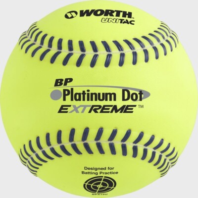 WORTH Batting Practice Slowpitch Softballs BP Platinum Dot Extreme  12''