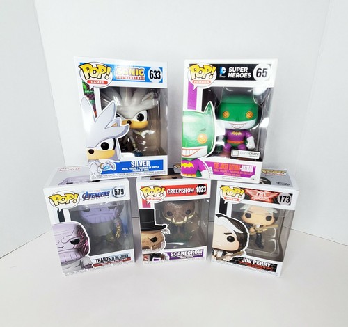 Funko Pop Lot Of 5 Joe Perry, Silver Sonic, Creepshow, Joker, Thanos - Picture 2 of 12