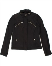 Geox Womens Hooded Bomber Jacket Uk 12 Medium Black Polyester Bw19