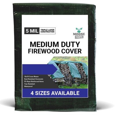 Wood Pile Tarp 8x32 Firewood Rack Cover Water Resistant 5 Mil Medium Duty