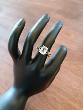 925 Sterling Silver Clear Quartz Emerald Cut Ring - Size 7