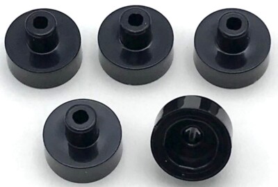 Lego 5 New Black Tiles Round 1 x 1 with Bar and Pin Holder Pieces