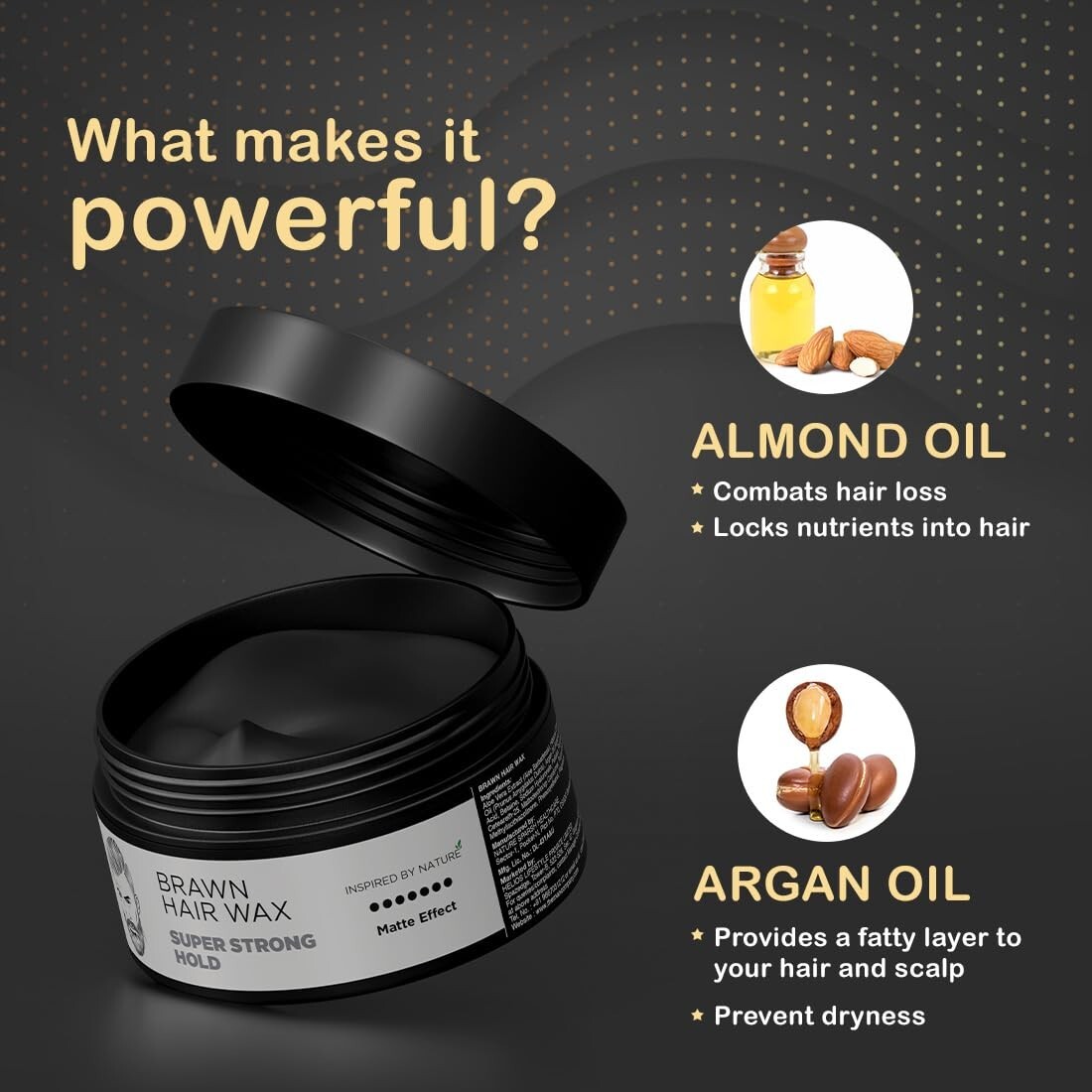 The Man Company Brawn Extra Stronghold Hair Wax for Men, Matte Finish 50gm