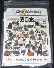 Jeanette Crews One Nighters 35 Cat Kit #404 Leaflet 1999 Cross Stitch Chart