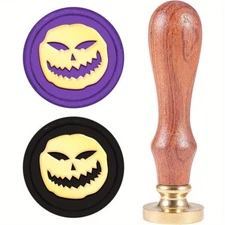 1set Scrapbook Brass Wax Seal Stamp with Natural Rosewood Handle Pumpkin 25mm