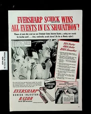 1946 Eversharp Shick Injector Razor 20 Blades Shaving Men Vintage Print Ad 25527