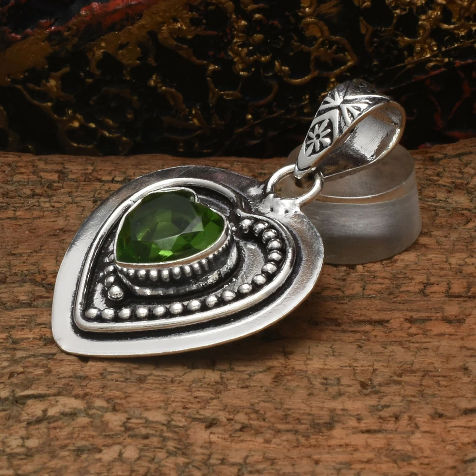 Charmant Peridot Topas Edelstein 925 Sterling Silber Handgemacht Anhänger A-1 - Bild 4 von 4