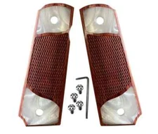 1911 Full-Size Classic Checkered Rosewood Grips with Pearl Accent, Ambi Cut, and