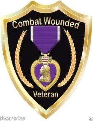 Wounded Veteran Sticker PURPLE HEART COMBAT WOUNDED VETERAN HELMET TOOLBOX USA MADE STICKER ...