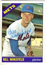 Signed 1966 Topps BILL WAKEFIELD New York Mets card #443 COA