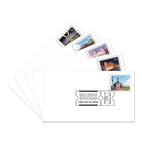 US 5758-5762 Railroad Stations (set of 5) BWP FDC 2023 - Picture 7 of 7