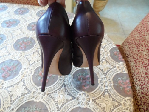 Co Op Barnes New York Deep Purple Ruched Peep Toe Ankle Boot Size 40B US10 - Picture 9 of 12