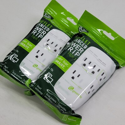 2 - Greenlite 5 Outlet Advanced Power Strip Wall Mount Smart Surge Protector New