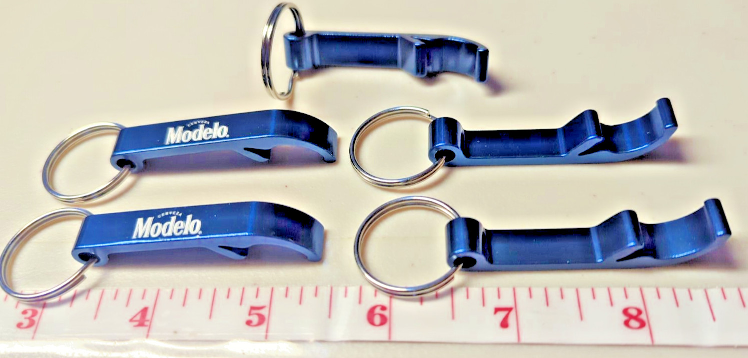 Paquete de 5 abridores de botellas especiales modelo Cerveza - abridor de tapa de llavero de aluminio azul