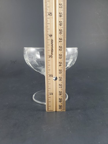 Set Of 4 Vintage Champagne Sherbet Glasses Etched Floral Leaves Clear Plz Read - Picture 20 of 23