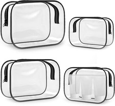 1-4 Piece Waterproof Travel Bag Set Transparent Makeup Toiletry Clear Wash Pouch