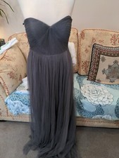 Jenny Yoo Collection Beautiful Grey Netted Long Prom Dress Bare Shoulder Size 10