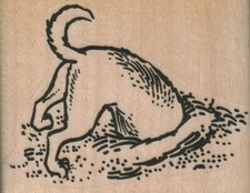 Dog Digging Hole 2 1/4 x 1 3/4" Rubber Stamp, Animal Stamp, Dog Stamp