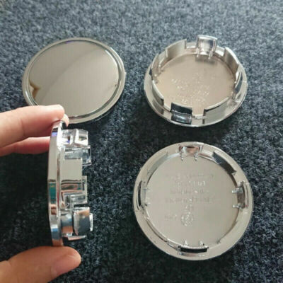 4x Chrome 65mm Wheel Center Hub Caps – Universal ABS Plastic Rim Covers (56mm Inner Clip)