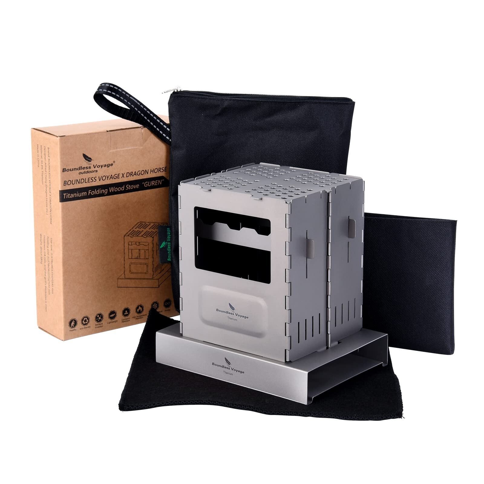 Boundless Voyage Titanium Folding Wood Stove Backpacking Stove with Pot Brack...