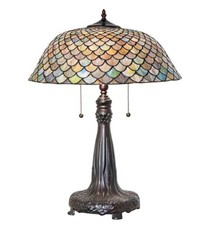 Tiffany Fishscale Table Lamp 25    Handcrafted Stained Glass  Made in Upstate NY