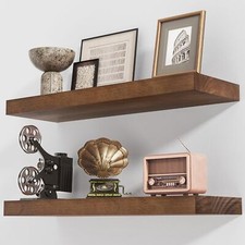 Axeman Floating Shelves, 2 Pack 8 Inch Deep Rustic Solid Wood Wall Shelves fo...