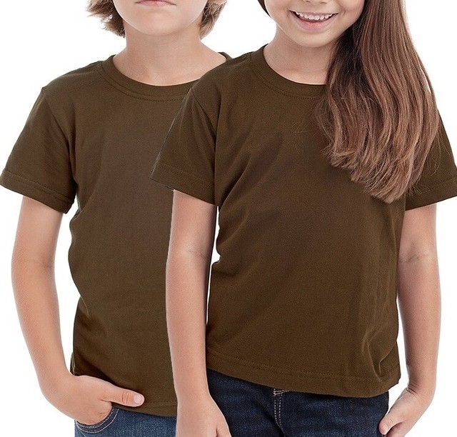 Plain BROWN Childrens Kids Boys Girls Childs Cotton Tee TShirt Tshirt