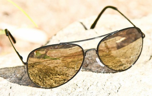 Herren große große schwarze Pilotensonnenbrille blitzverspiegelte Gläser Hipster modische Sonnenbrille 3480 - Bild 8 von 9