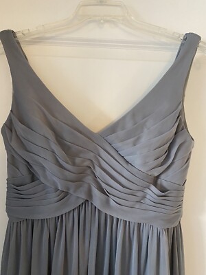 David's Bridal Mercury Gray Bridesmaid long mesh dress cowl back detail-  Size 12 | eBay
