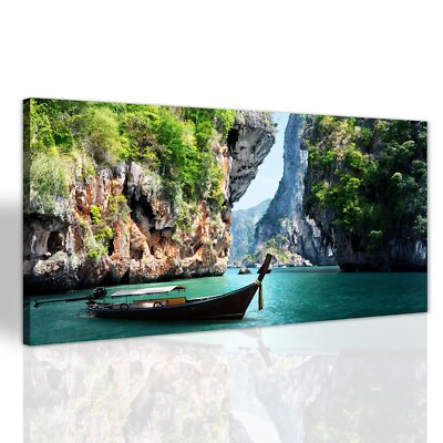 Tropisch Insel im Thailand Wohnzimmer Leinwand Wandbilder Canvas Deko 140x70