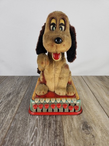 Bottoni cane litografia latta Marx vintage anni 50 cucciolo con cervello - FUNZIONA/Leggi - Foto 6 di 10