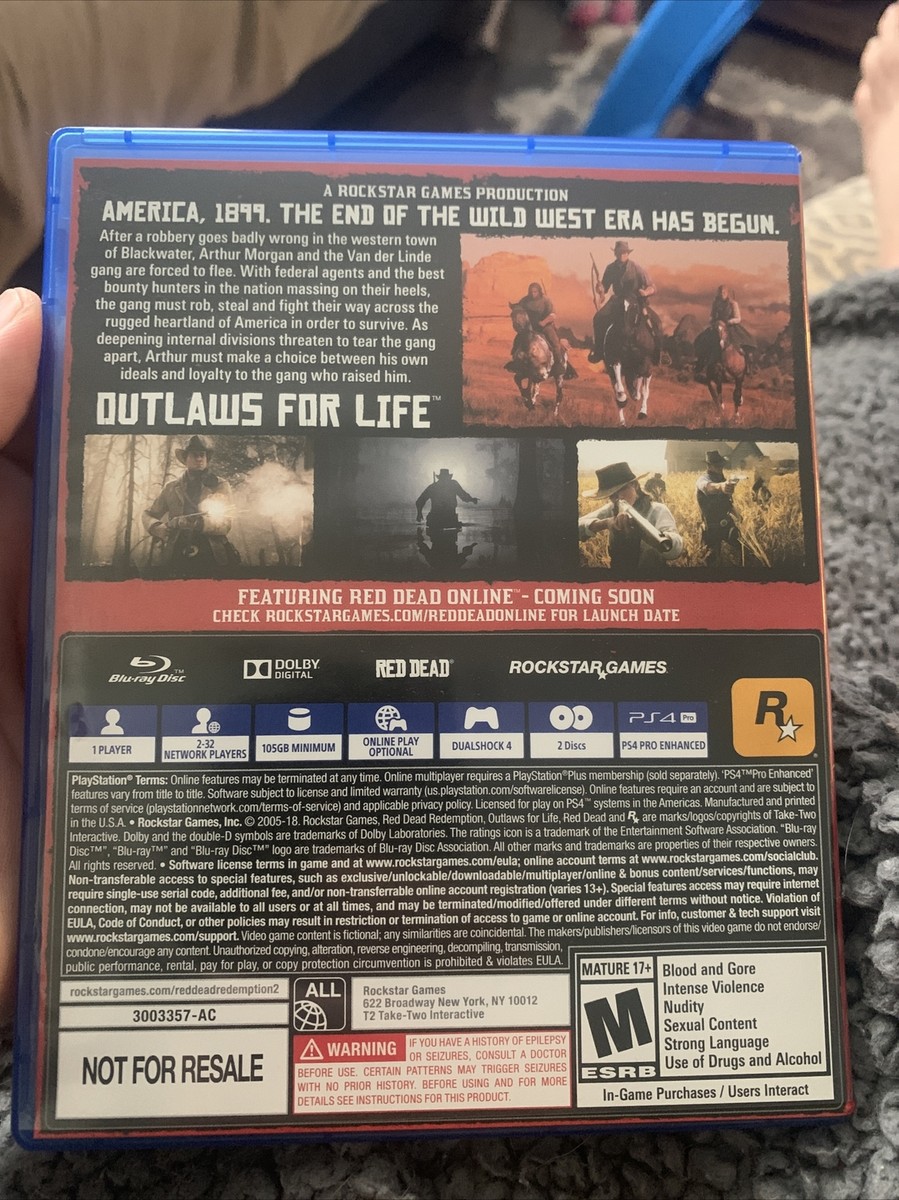 Red Dead Redemption 2 (Sony, PlayStation 4) PS4 (NOT FOR RESALE 