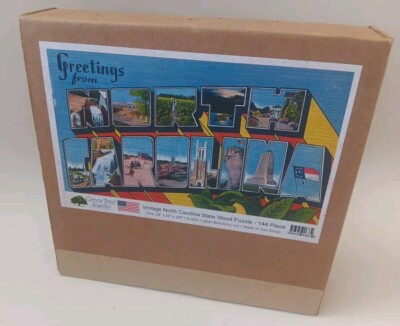 Greetings from North Carolina State Jigsaw Wood Puzzle, 144 Pieces, New & Sealed