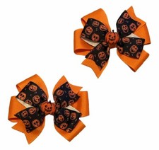 Jack-O-Lantern Toddler Hair Bow Set