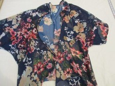 Womens blue floral open sheer cardigan