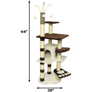 Premium-Cat-Tree-Tower-Condo-Scratch-Furniture-64-034-Brown-and-White