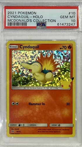Pokemon PSA 10 Cyndaquil 10/25 Holo Rare McDonald's Collection Card