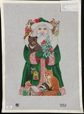 HP Needlepoint 18ct AMANDA LAWFORD Christmas Woodland Santa, Fox, Owl & Bear-FW3